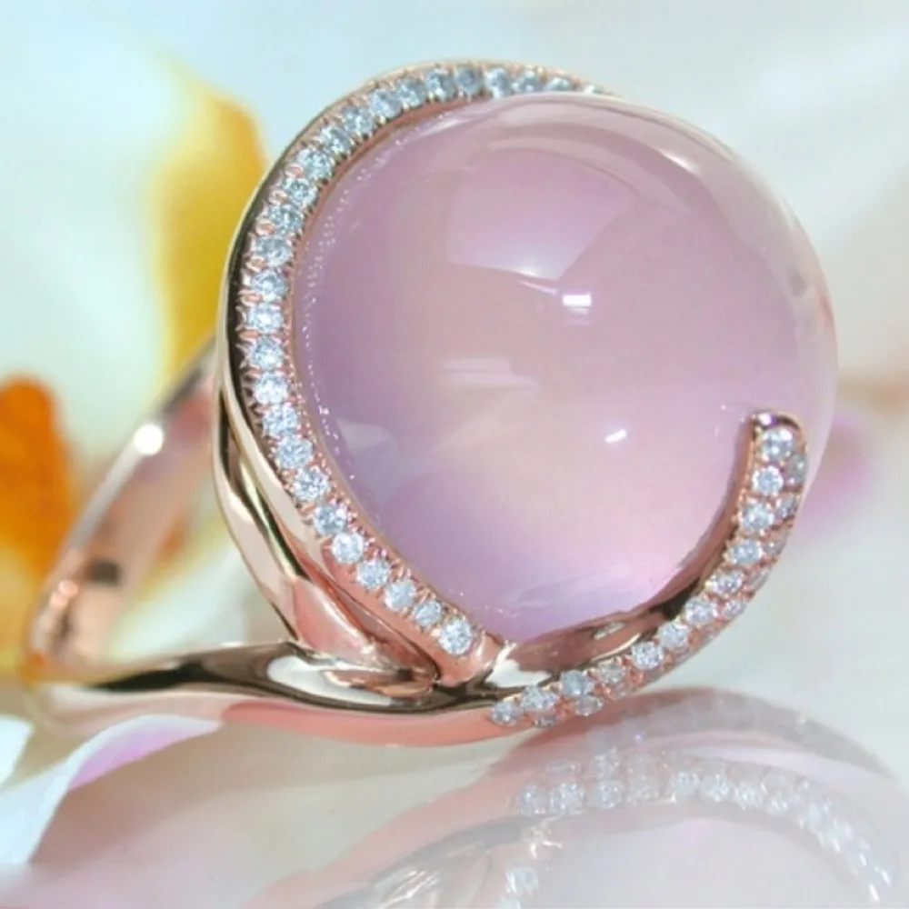 Exquisite Rose Gold Color CZ Ross Quartz Crystal Pink Opal