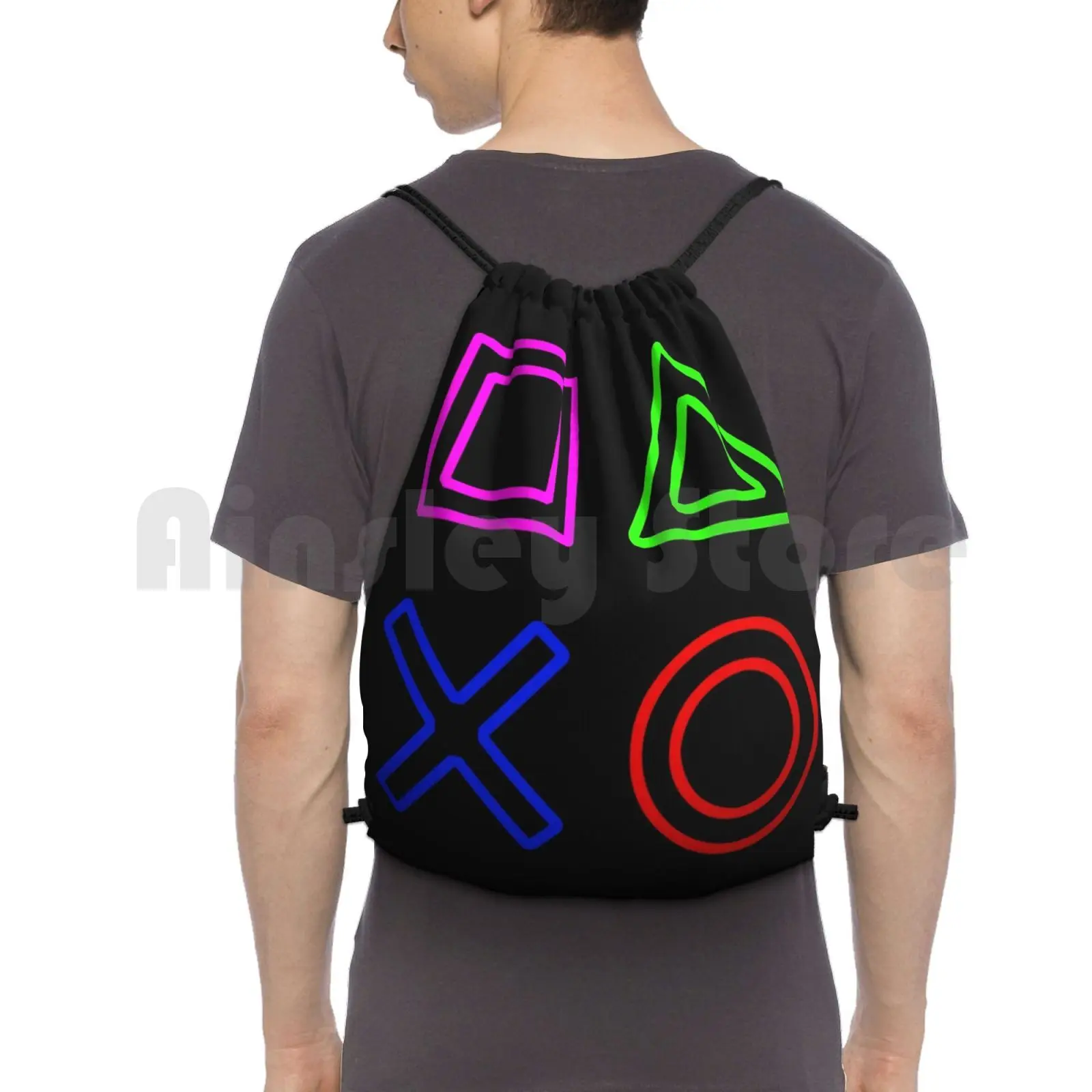 PlayStation Buttons Drawstring Backpack 