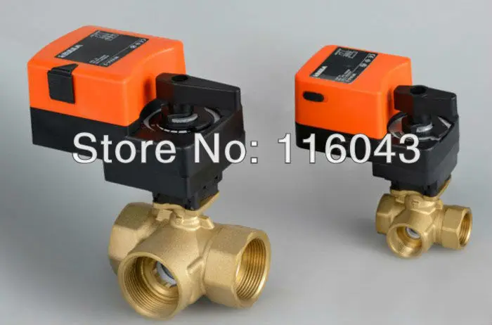 

1/2'' Mixing valve Three way T type, proprotion valve AC/DC24V 0-10V modulating on for flow regulation or on/off control