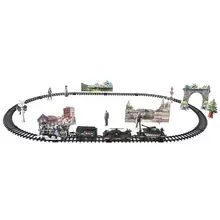 1 компл. Железнодорожный поезд курительный пульт дистанционного управления Моделирование Классический Электрический заряжаемый Радиоуправляемый трек автомобиль для игрушки Рождественский подарок детям