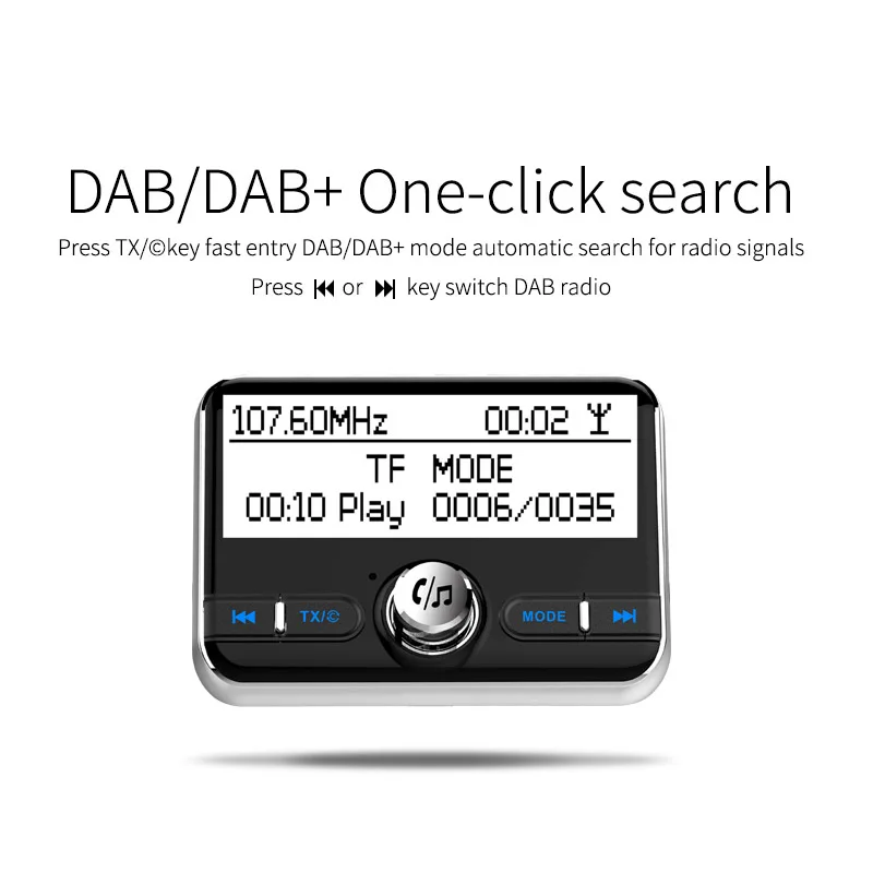 Jilang Автомобиль DAB радиоприемник тюнер FM передатчик Plug-and-Play DAB+ адаптер вспомогательный aux bluetooth пульт дистанционного управления с TF USB Зарядное устройство 5 V/2.1A QC3.0
