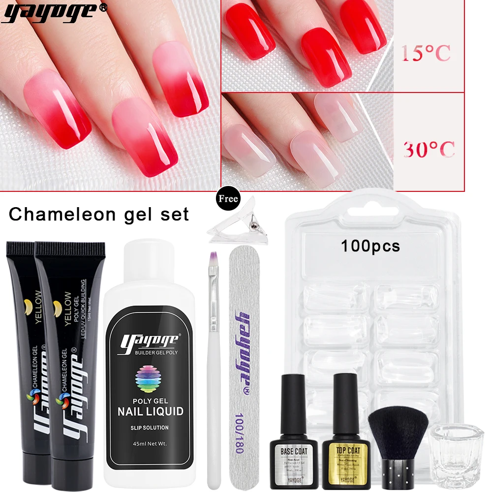 

Yayoge 15g Temperature Color Changing Poly Gel Kits Nail Gel Polish For Extension Nail Builder Gel Soak Off UV Gel Varnish