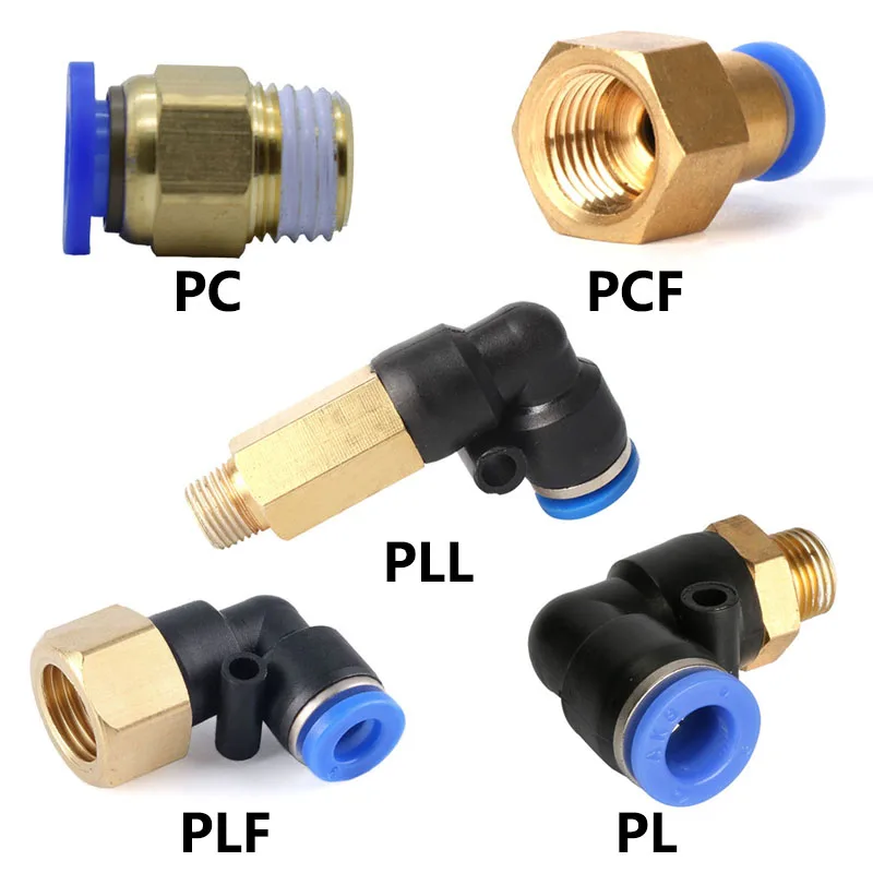 

1PC Pneumatic connector PC/PCF/PL/PLF/PLL 4mm-12mm fitting thread 1/8" 1/4" 3/8" 1/2" air Thread Female Straight Air Fitting