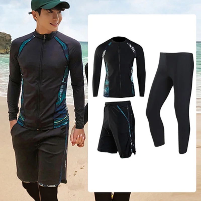 Men's 3pcs Women's 5pcs Yoga Clothes Set Sports Activewear Long Sleeve Swimsuit Bathing Suit Dive Skins Rash Guards Surf Suit