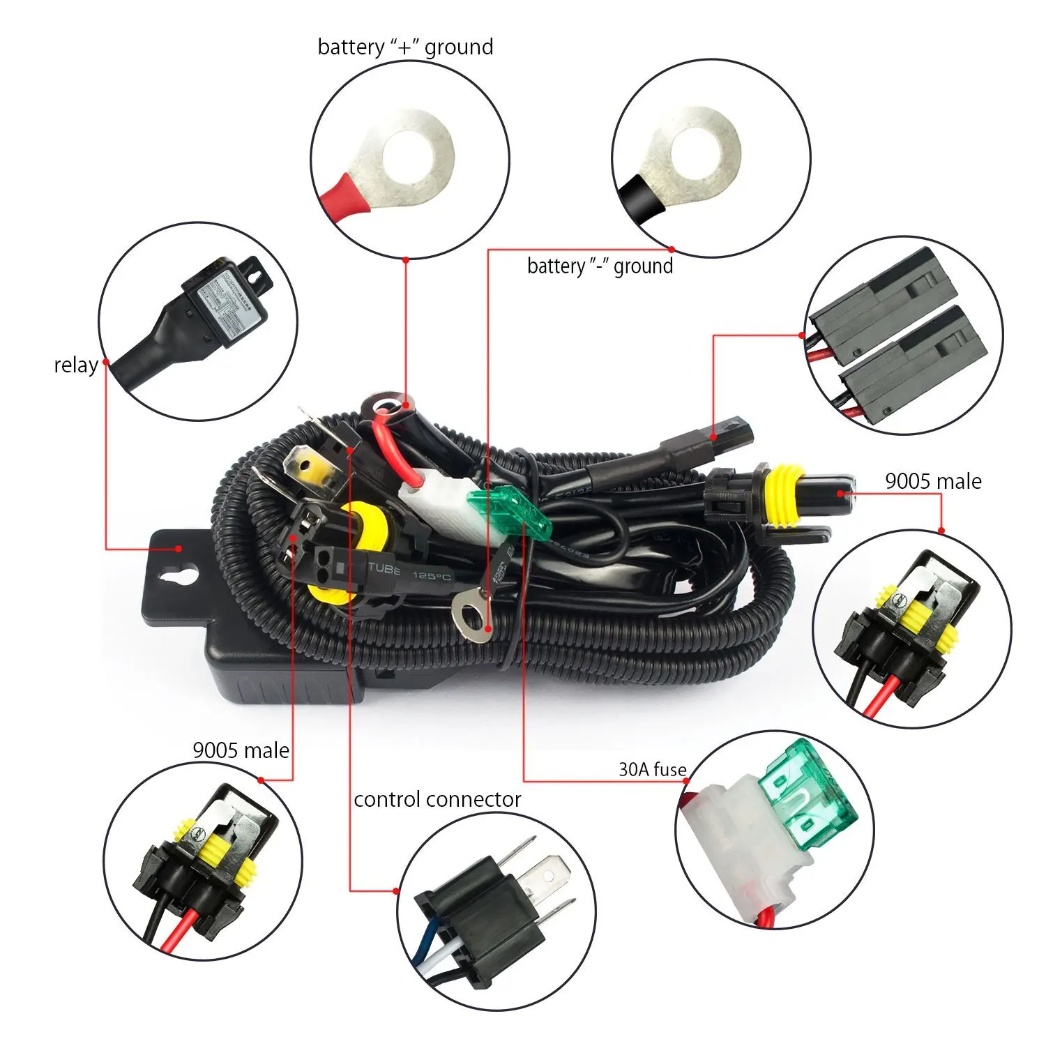 JIAMEN 12V 35W 55W HID Bi xenon H4 Wire Harness Controller for Car Headlight Retrofit connect hid bixenon projector lens