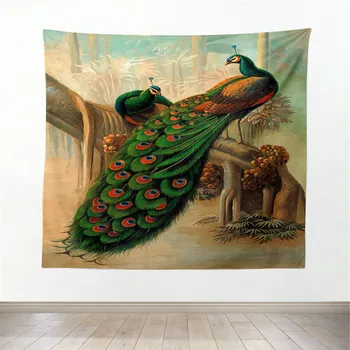 

Vintage Style Wall Tapestry Hippie Bobo Hanging Wall Home Decor Tapestries Parrot Crane Floral Painting Wallpaper Carpet