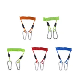 Spiral Safety Rope Retractable Steel Wire Lanyard with Tool Locking Carabiners