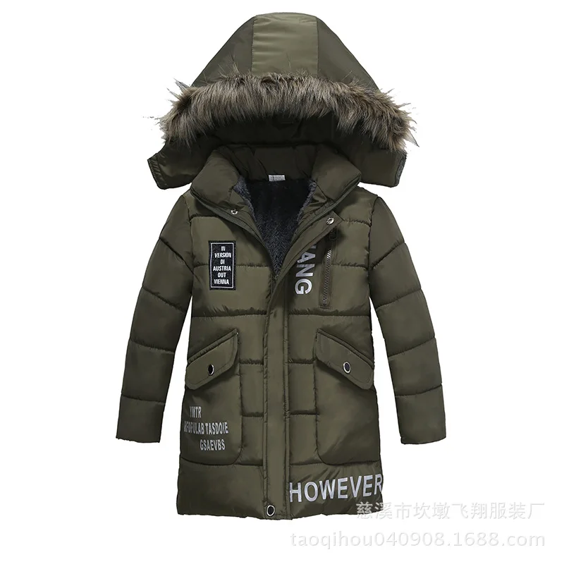

Kids' Cotton Clothing New Style 2019 BOY'S Large Fur Collar Thick Cotton-padded Clothes Warm Cotton Overcoat