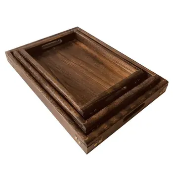 

Wooden Serving Tray with Handles , Coffee Table/Butler Serving Tray