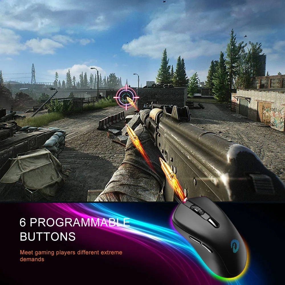 Проводная игровая мышь DAREU EM908 с RGB 6 программируемых кнопок датчик ATG4090 6000 DPI 150 IPS