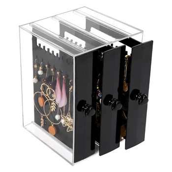

New Dustproof Acrylic Earrings Display Stand Shelf Jewelry Storage Box Holder Drawers Rack Storage Case (Jewelry Not Included )