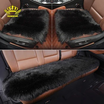 

ROWNFUR Square Universal Car Seat Covers Long Artificial Plush Automobiles Seat Covers Protector Seat Auto Accessories Seat Mats