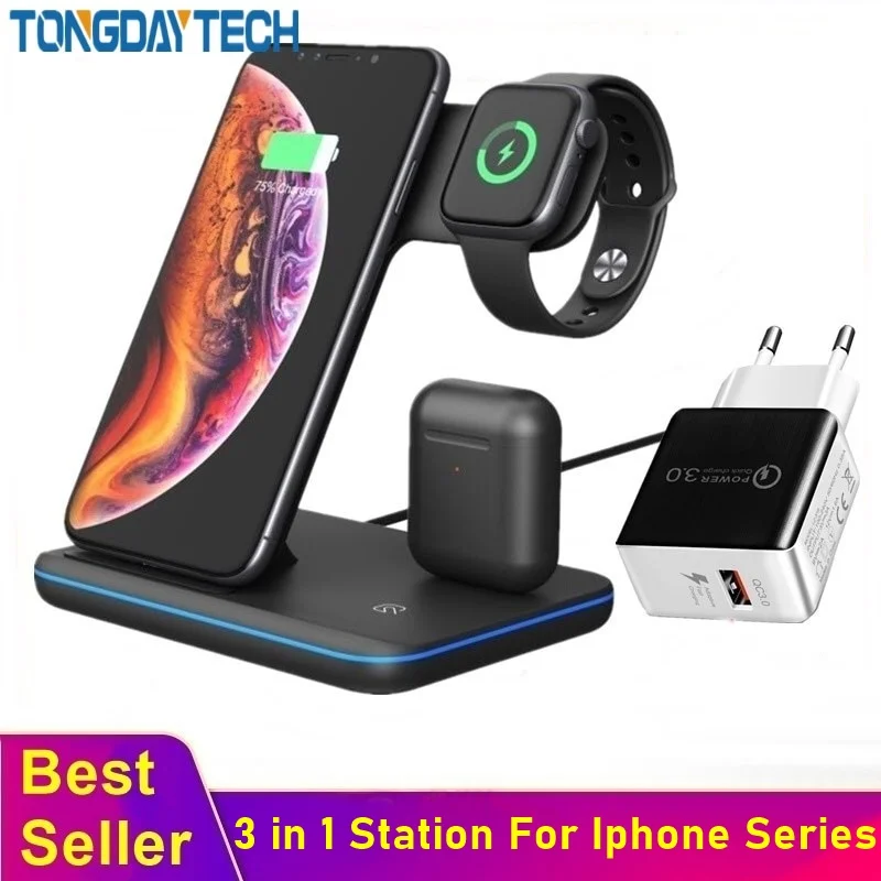 Беспроводное зарядное устройство Tongdaytech Qi 15 Вт для Iphone X 8 11 Pro Max быстрая зарядка