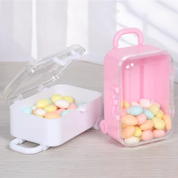 

12pcs/Set Travel lever box-shaped sweet box mini suitcase transparent candy box Plastic Candy Box Mini Suitcase Box