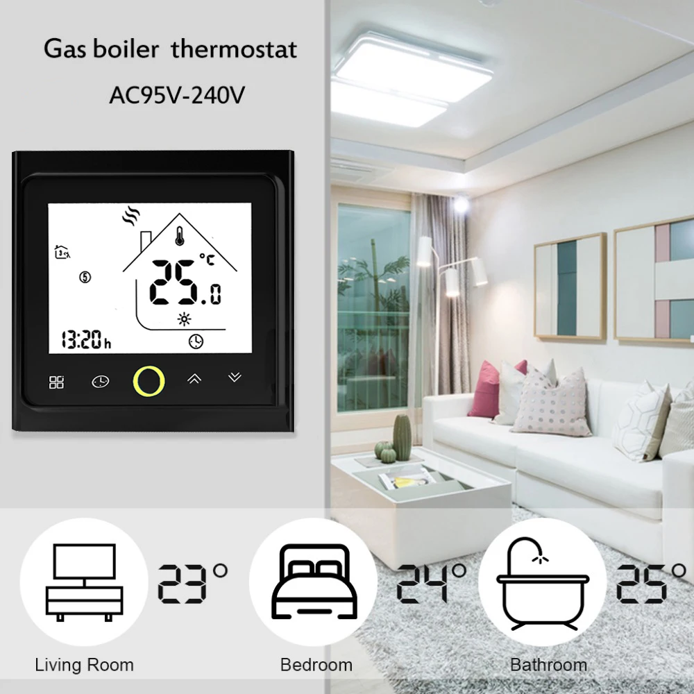 Термостат Wifi/No/Modbus вода/электрическое Отопление/газовый котел термостат черный/белый программируемый комнатный регулятор температуры