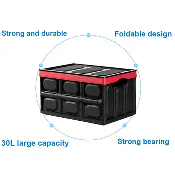

ABS Plastic Big Capacity Storage Box Folding Convenient Black Car Trunk Large Storage Box For Fishing Shopping Travel
