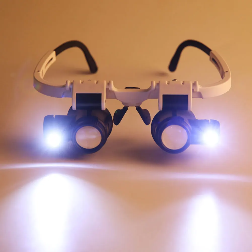 Magnifying Glass Tool Head-wearing Glasses Magnifying Glass LED Light Jeweler Loupe 8X/15X/23X Welding Soldering Tools 1*LED Magnifier