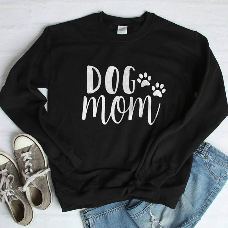Kawaii Dog Mom Модный женский хлопковый топ с круглым вырезом и длинным рукавом, толстовка Mama, пуловер, худи для матерей, одежда, осенняя рубашка