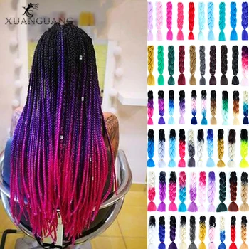 

XUANGUANG 24 Inch Colorful Braiding Hair Synthetic Braids Kanekalon Jumbo Ombre Hair Extension Braids Braiding Hair