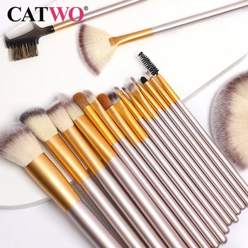 

Catwo Makeup brushes set Professional Natural Synthetic hair brushes Foundation Powder Contour Eyeshadow make up brushes 18 pcs