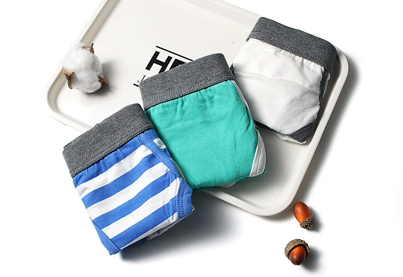 Мягкие удобные трусы для мальчиков 1 шт. зеленые серые боксеры в полоску размеры