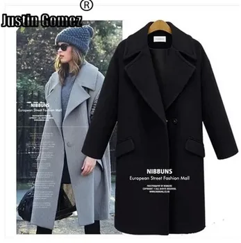 

European and American Famous Designer warm luxury woolen coat lapel collar medium loose thickened cashmere coat