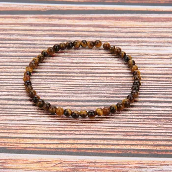 

Rttooas 4mm Tiger Eye Stone Bracelet Men Vintage Natural Stone Beaded Cuff Bracelets Fashion Statement Female Jewelry 2019