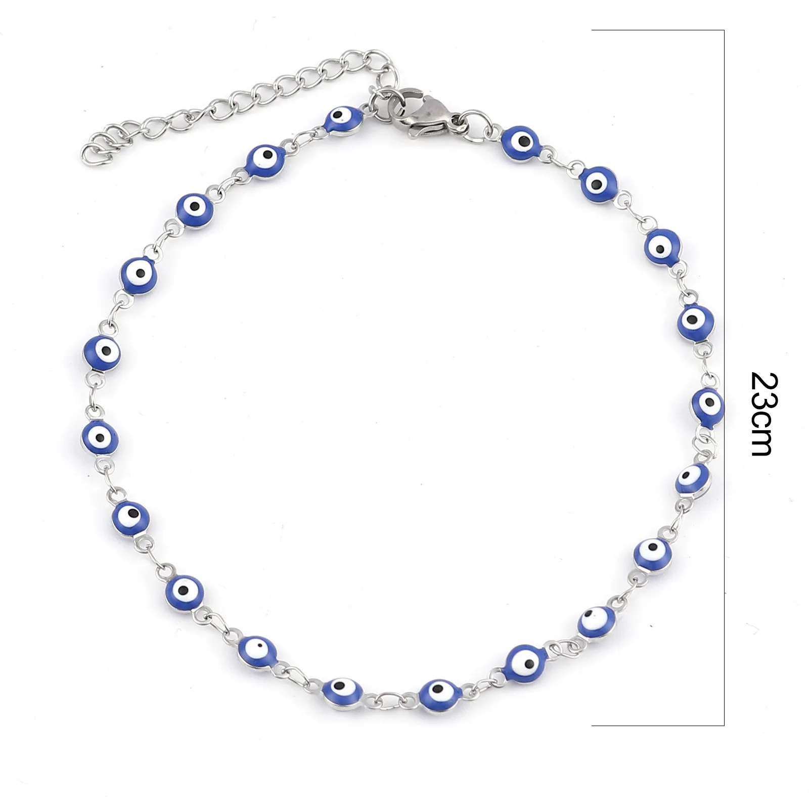 Ankle Chains Stainless Steel Evil Eye Anklet for Women Man, 23cm 1 Piece