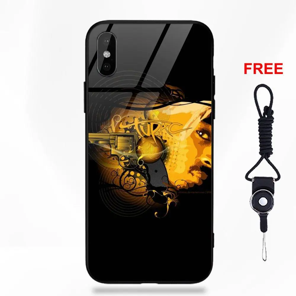Модный хип-хоп человек 2pac для Apple iPhone 5 5C 5S SE 6 6S 7 8 Plus X XS Max XR Мягкий ТПУ оправа закаленное стекло чехол с принтом