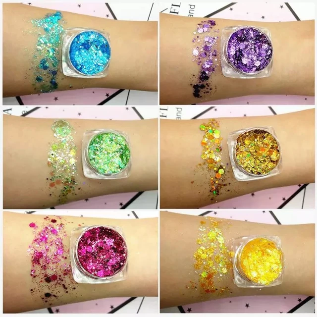 19 Colors Make Up Sequins Eyeshadow Lasting Nail Lip Body Mermaid Eye Shadow Glitter Cosmetics Festival