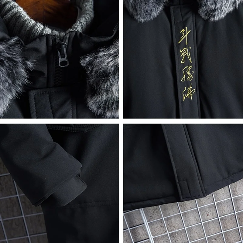 Retro Long Sleeve Parkas Men Winter Jacket Warm Oversized Coat Hip-Pop Embroidery Hooded Long Jackets For Men KK3039