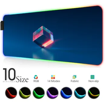 

Blue Crystal RGB Mouse Pad Black Gamer Accessories Large LED MousePad Gaming Desk Mat PC Desk Play Mat with Backlit mauspad