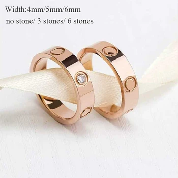 

Luxury Titanium Steel Horizontal Love Ring Stone Classical Fashion Women Men Pulseira Gift Party