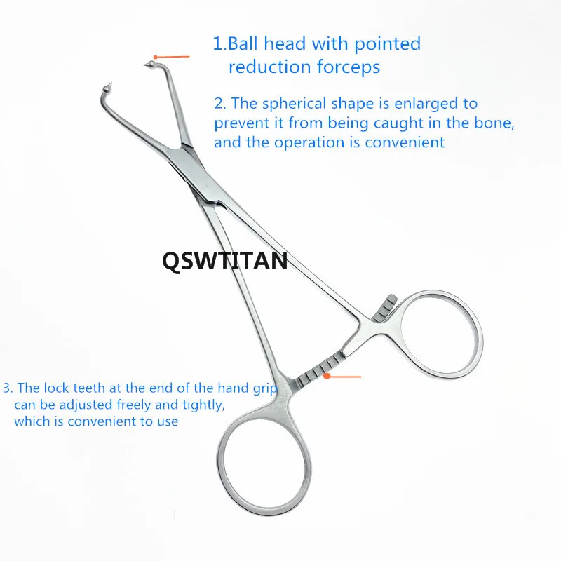Pinça ortopédica de redução ortopédica com ponta