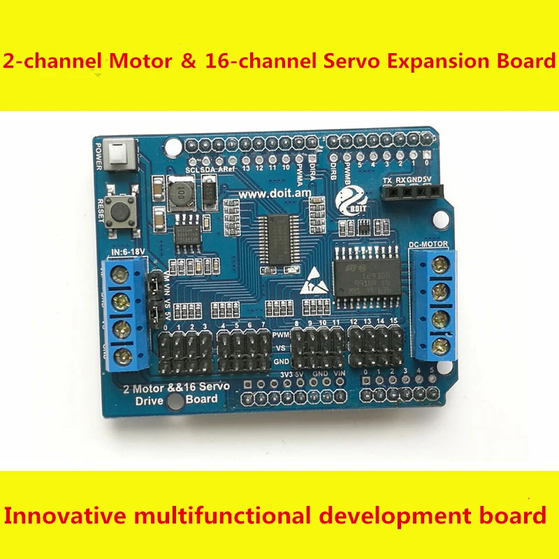 

SZDOIT 2 channel Motor ＆ 16 channel Servo Controller Expansion Board Servos Motors Control Module Drive Board for Arduino