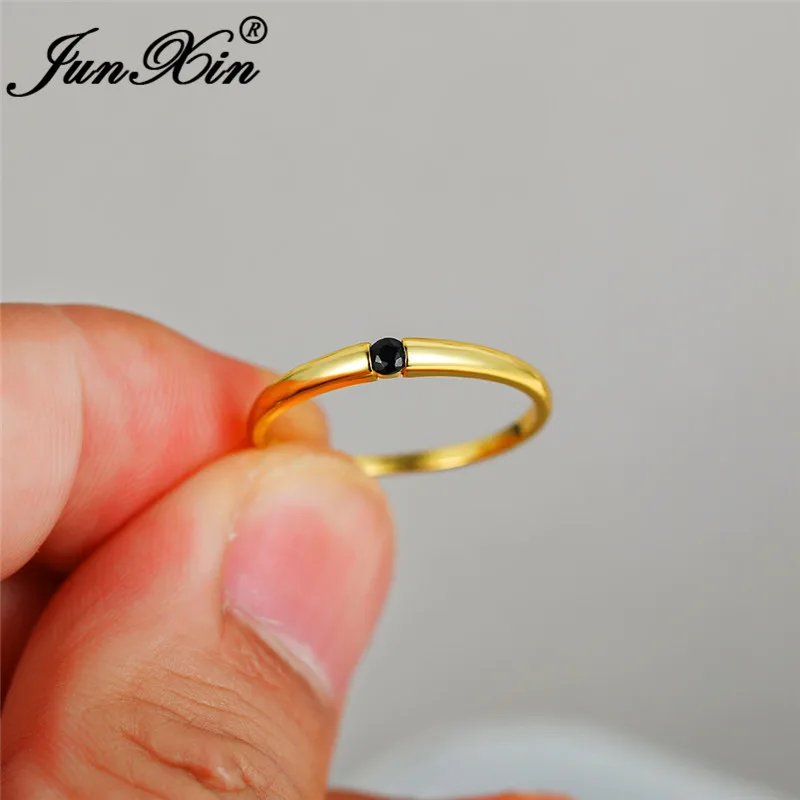 Black Ring Кольцо из стерлингового серебра 925, украшенных камнями; цвета — красный, синий, Черный Циркон изысканные тонкие кольца для мужчин и женщин из желтого золота в минималистском стиле Свадебные укладки кольцо CZ Jewelry - Цвет основного камня: Black Ring