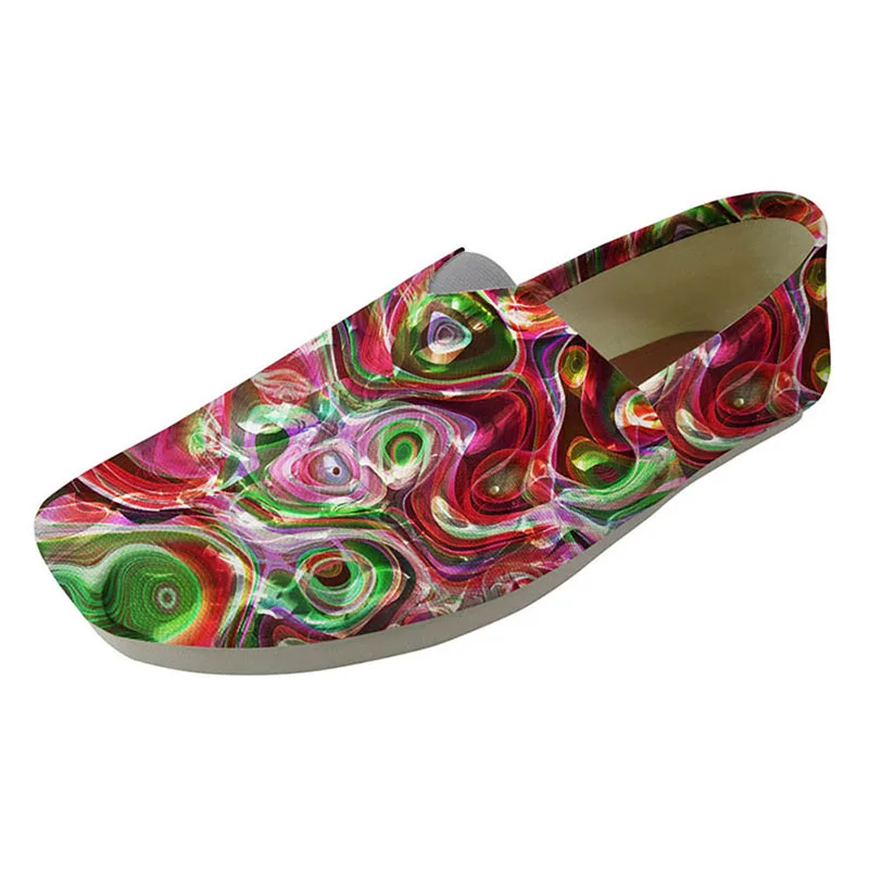 

HYCOOL Swirly Mixed Color Pattern Loafers Women Casual Flats Slip-on Canvas Shoes Student Girls Lazy Shoes Female Light Footwear