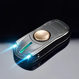 Электрические зажигалки антистресс Спиннер ветрозащитный USB перезаряжаемые принадлежности для курения модель гоночной машины Зажигалка для мужчин подарок - Цвет: Shine Black
