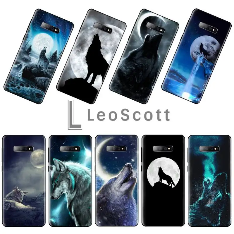 Moon roaring wolf Phone Case For Samsung S6 S7 edge S8 S9 S10 e plus A10 A50 A70 note8 J7 2017 | Мобильные телефоны и