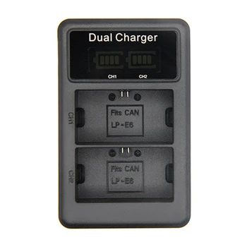 

RISE-Lcd Dual Usb Battery Charger For Lp-E6 Lp E6 Lpe6 Camera Battery For Canon 5D Mark Ii Iii 7D 60D Eos 6D 70D 80D