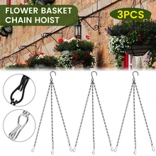 Panier de fleurs suspendu en chaîne, 3 pièces, outil de remplacement, Pot de fleurs 3 points, support en fer, décoration pour la maison, le jardin, mangeoires à oiseaux