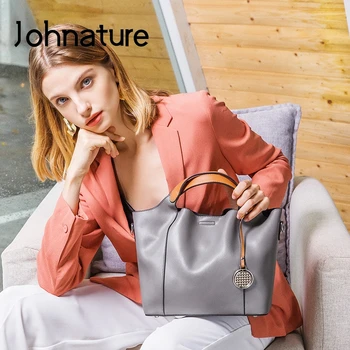 

Johnature Fashion Luxury Bags For Women 2020 New Genuine Leather Composite Bag Leisure Soft Cowhide Shoulder & Crossbody Bags