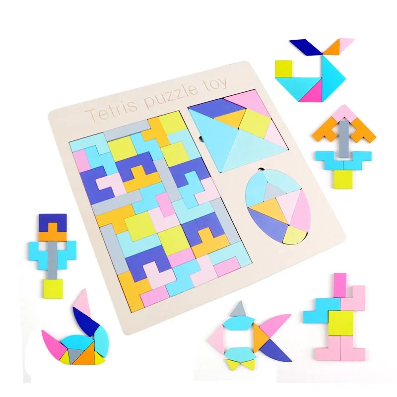 

3 in 1 Colorful Multi-function Wooden Tetris Puzzle Toys Preschool Children Educational Toys for Kids Gift