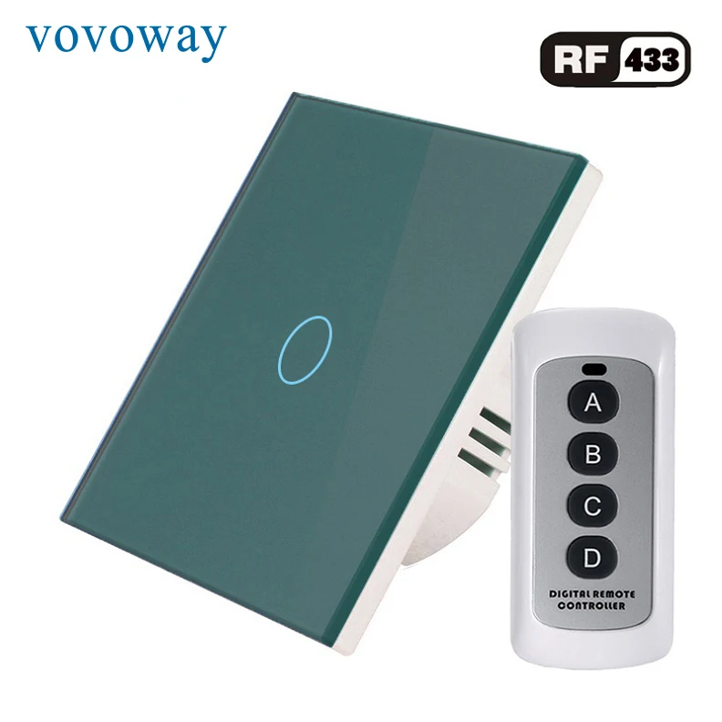 RF-D Green Vovoway ЕС сенсорный выключатель, светильник, RF беспроводной пульт дистанционного управления, 1 \ 2 \ 3 банды AC110V 220 V, настенный пост сенсорная установка - Цвет: RF-D Green