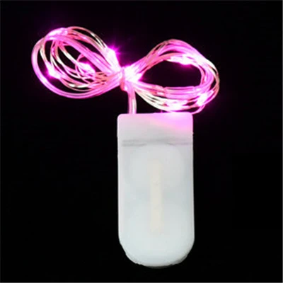 10X включает в себя светодиодный светильник на батарейке с медной проволокой и пуговицей для рукоделия, бутылки, свадебные украшения, Рождественская гирлянда - Испускаемый цвет: Розовый