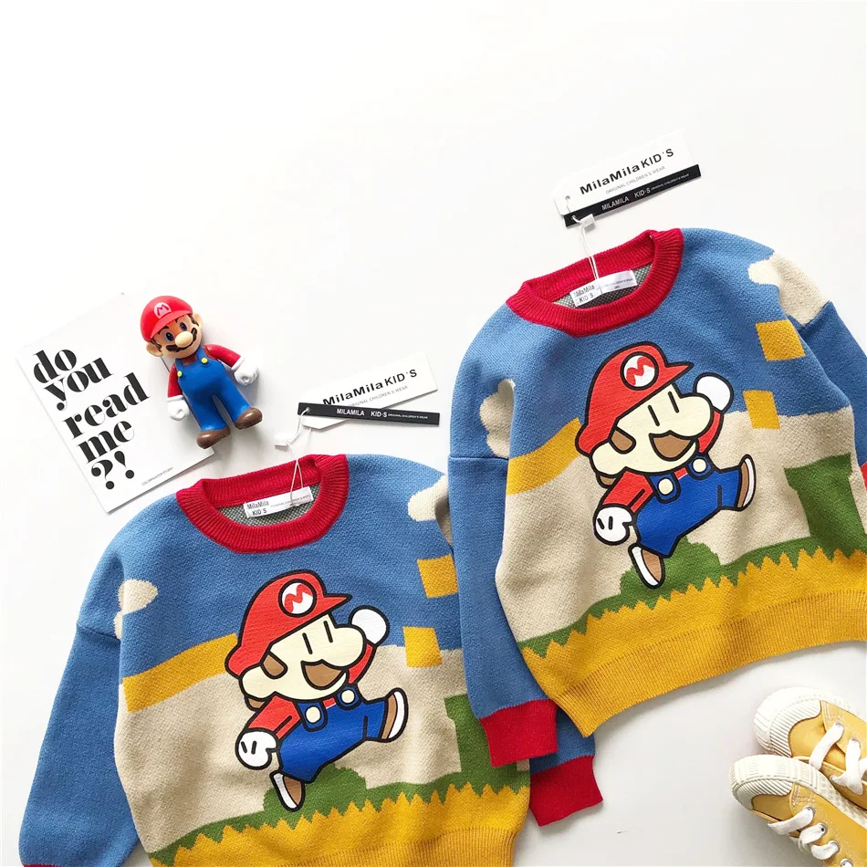 Tonytaobaby осень-зима одежда куртка из искусственной кожи для мальчиков и девочек дети милые Цветной Круглый-свитера с высокой горловиной детские свитера