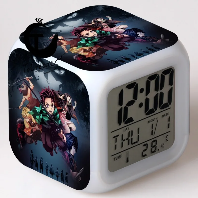 

Anime Peripheral Ghost Vanishing Blade Character Seven Color Led Small Alarm Clock Digital Clock Best Selling 2018 Products