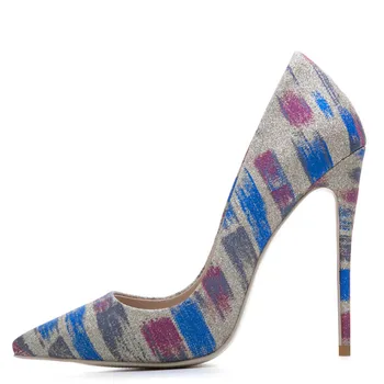 

YECHNE Woman Silver Hooks High heels Shoes Stiletto Plus Size 33 43 44 Wedding Red Sexy Pumps Black Camouflage Valentine