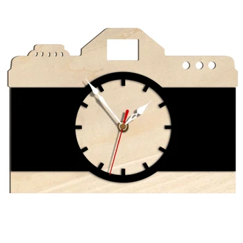 

Cute Battery Powered Digital Camera Style Table Clock Alarm Wall Clock Black