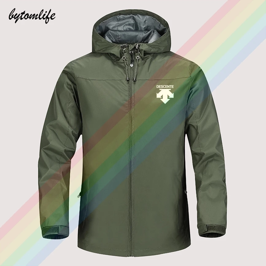 Chaqueta a prueba de viento con Logo de Montañismo al aire libre para hombre, capucha cómoda, a la moda, talla asiática, nueva